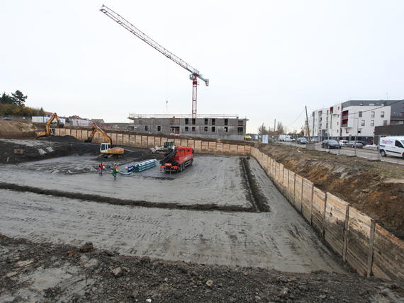 Ilot 9 Icade Metz, paroi berlinoise vue générale du site