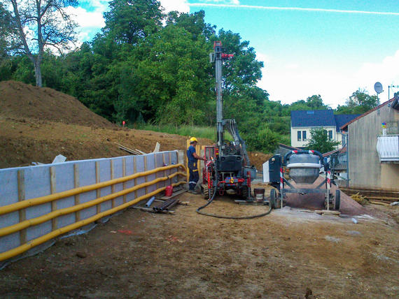 Mur de soutènemen Entrange, Micropieux vue du chantier