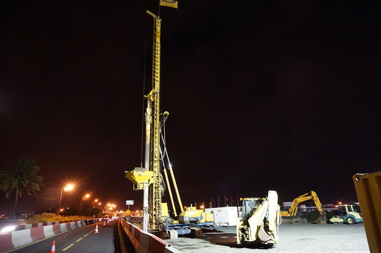 Gaigneron Martinique Inclusions rigides colonnes ballastées vue nuit